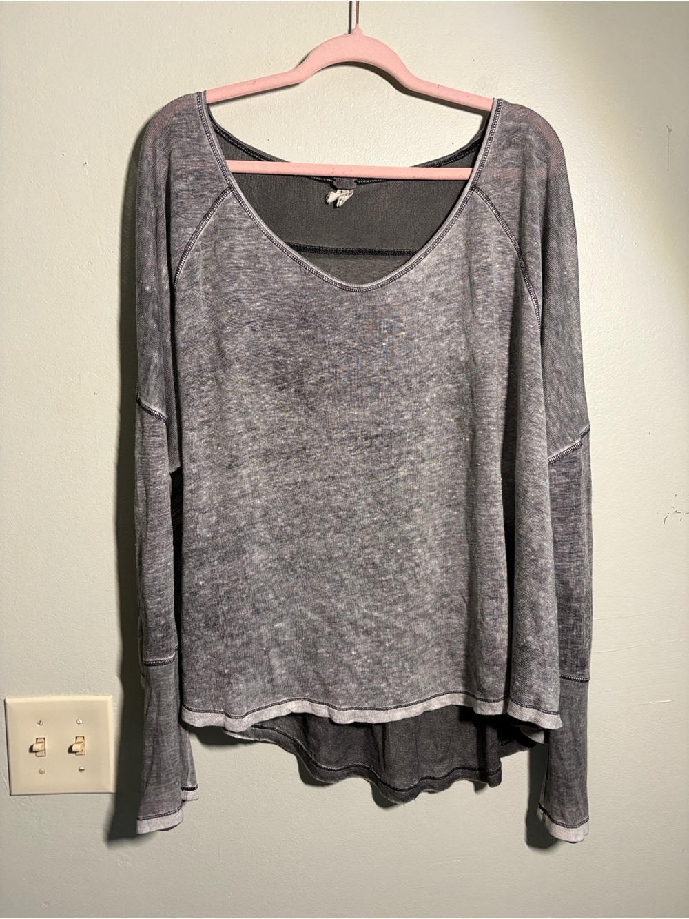 The Free "Macchiato" Linen Blend Dolman Tee M